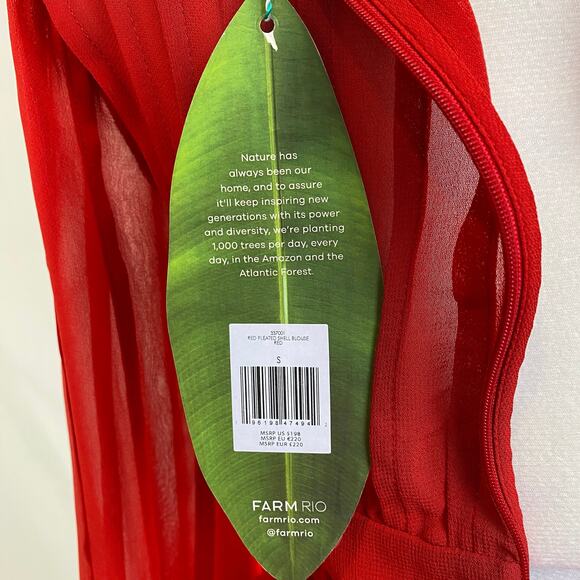 NWT Farm Rio Red Long Sleeve Sheer Stripe Peplum Blouse – Size Small - Picture 4 of 13